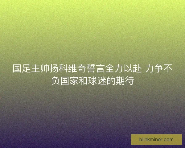 国足主帅扬科维奇誓言全力以赴 力争不负国家和球迷的期待